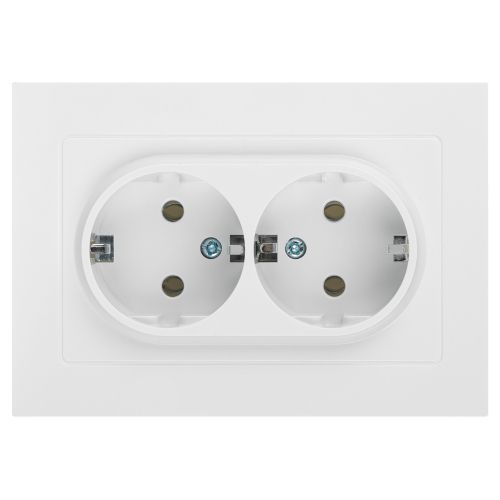 Розетка 2-м СП Accent 6-205-01 16А IP20 250В 2P+E Schuko AL/CU бел. Intro Б0063485