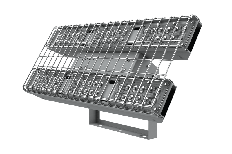 Светильник светодиодный Fizruk 150Вт CRI90 4000К IP65 спортивный для образовательных учреждений накладной поворот. кроншт. защ. решетка оптикой 90град. RAL7045 сер. диммер DALI VARTON V1-E0-70706-04D06-6515040