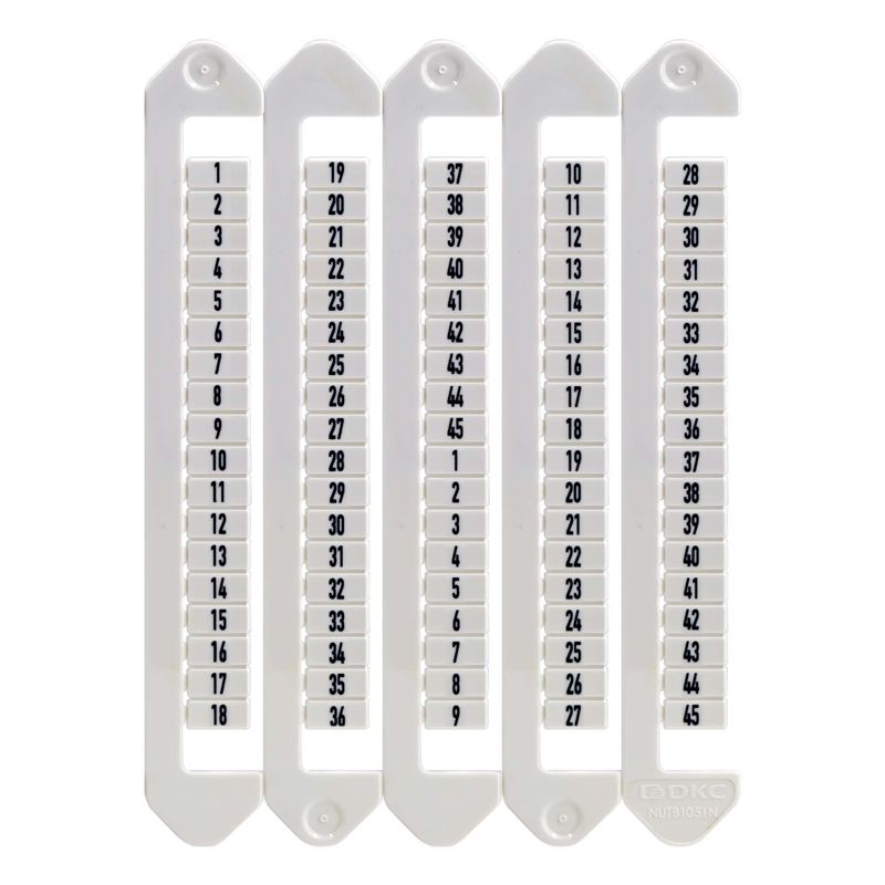 Маркировка для клемм ширина 5мм от 1 до 45 вертикалная ориентация DKC NUTB-5-1-45V