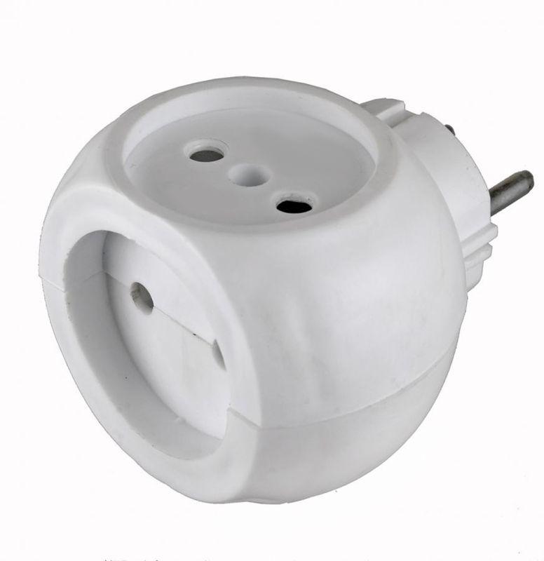 Разветвитель сетевой (тройник) РВ-043 Si 1/3C-Wh 6А шар бел. Volsten 13918