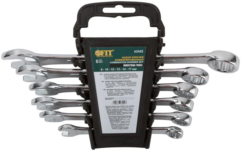 Ключ комбинированные в пластиковом держателе "Модерн" набор 6шт (8-17мм) FIT 63442