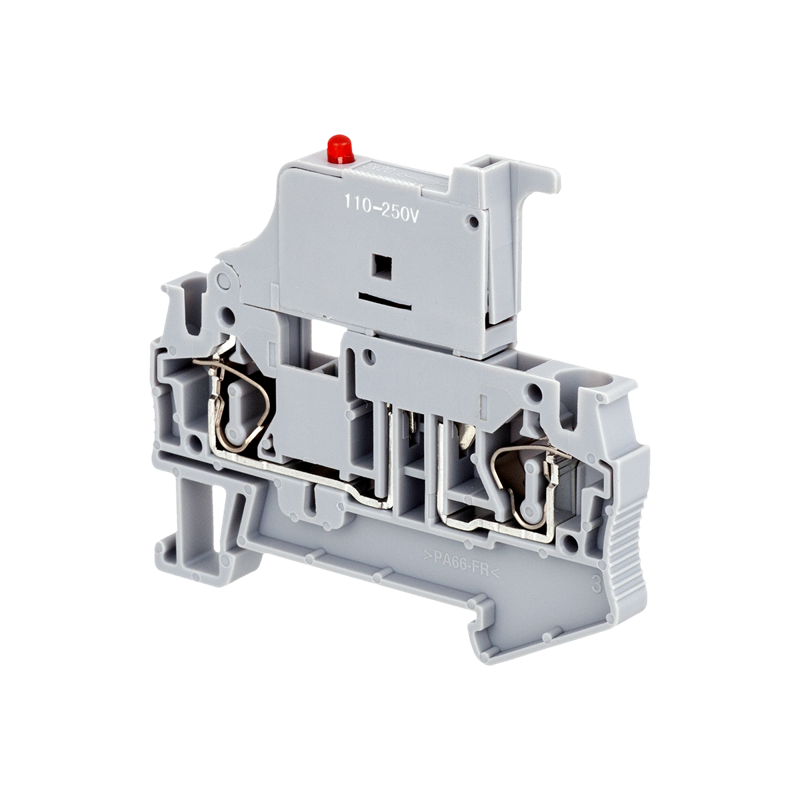 Клемма пружинная с держателем предохранителя 4кв.мм индикация 220В MTS-4F220 ОВЕН 136887