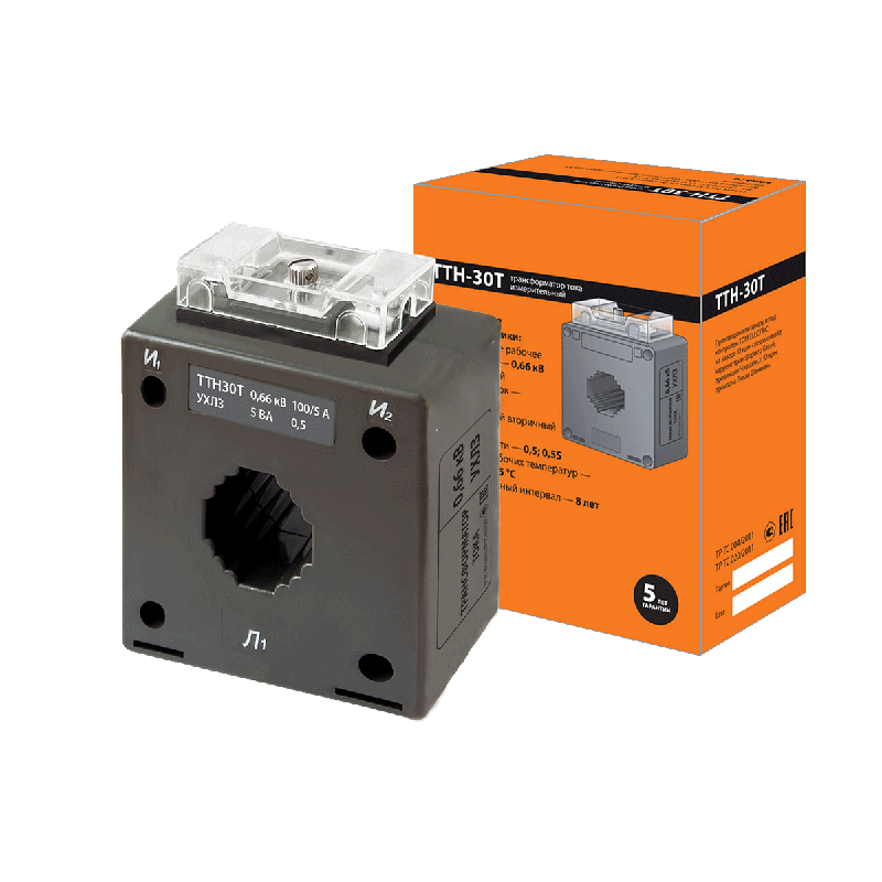 Трансформатор тока измерительный ТТН 30/200/5- 5VA/0.5-Р TDM ОВЕН 136146