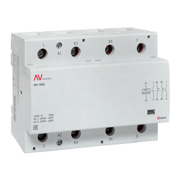 Контактор модульный КМ 100А 2NO+2NC 230В AC (6 мод.) AVERES EKF km-av-6-100-22-230V