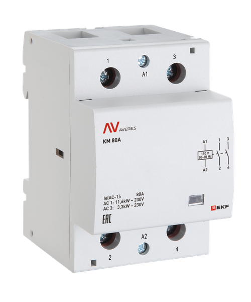 Контактор модульный КМ 80А 2NC 110В AC (3 мод.) AVERES EKF km-av-3-80-02-110V