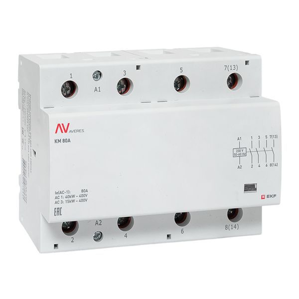 Контактор модульный КМ 80А 4NO 230В AC (6 мод.) AVERES EKF km-av-6-80-40-230V
