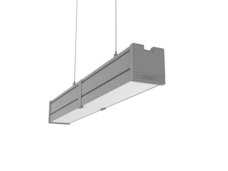 Светильник светодиодный Mercury Pro GL 523х66х68 8Вт 3000К CRI90 подвесной/накладной аварийный автономный постоянного действия рассеив. опал закал. стекло RAL7045 сер. муар декор. провод 2м подвесы 2м VARTON V1-R0-7R256-31GOA-5400830