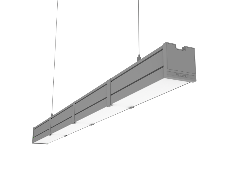 Светильник светодиодный Mercury Pro GL 1019х66х68 48Вт 4000К CRI90 подвесной/накладной аварийный автономный постоянного действия рассеив. опал закал. стекло RAL7045 сер. муар декор. провод 2м подвесы 2м VARTON V1-R0-7R257-31GOA-5404840