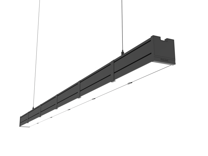 Светильник светодиодный Mercury Pro GL 1516х66х68 21Вт 3000К CRI90 подвесной/накладной рассеив. опал закал. стекло RAL9005 черн. муар с декоративным проводом 2м и комплектом подвесов 2м диммер DALI VARTON V1-R0-9R258-31GOD-5402130
