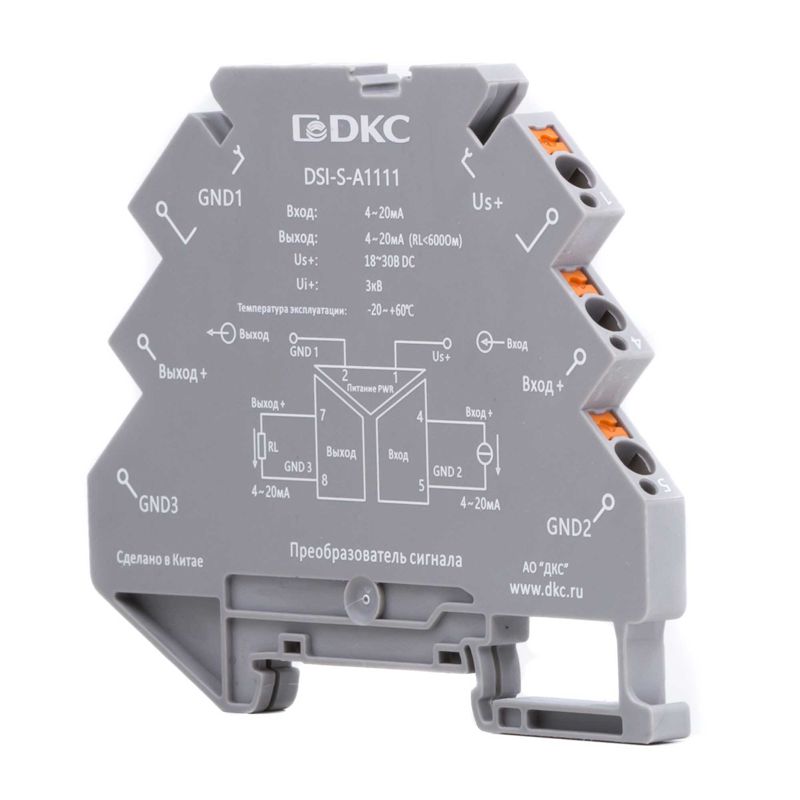 Преобразователь сигнала DSI 6.2мм 1 вход 4-20мА 1 выход 4-20мА DKC DSI-S-A1111