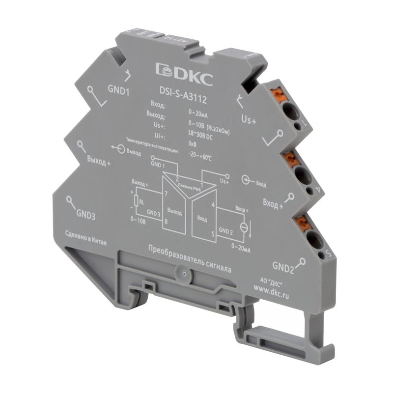 Преобразователь сигнала DSI 6.2мм 1 вход 0-20мА 1 выход 0-10В DKC DSI-S-A3112