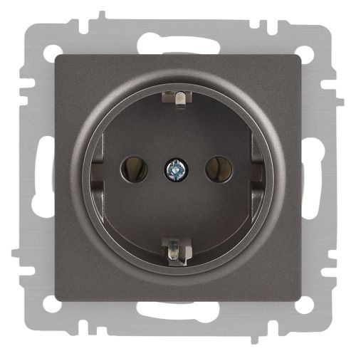 Розетка 1-м СП Accent 6-202-09 16А IP20 250В 2P+E Schuko титан Intro Б0063701