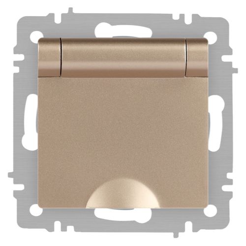 Розетка 1-м СП Accent 6-203-04 16А IP20 250В 2P+E Schuko с крышкой шампань Intro Б0063738