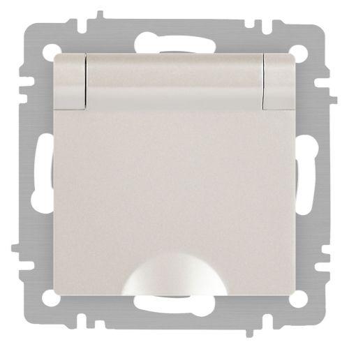 Розетка 1-м СП Accent 6-203-06 16А IP20 250В 2P+E Schuko с крышкой AL/CU перламутр. Intro Б0063429