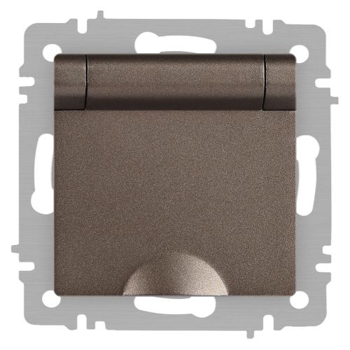 Розетка 1-м СП Accent 6-203-08 16А IP20 250В 2P+E Schuko с крышкой AL/CU Accent бронза Intro Б0063436