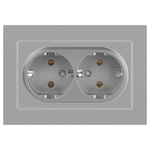 Розетка 2-м СП Accent 6-205-03 16А IP20 250В 2P+E Schuko AL/CU алюм. Intro Б0063490
