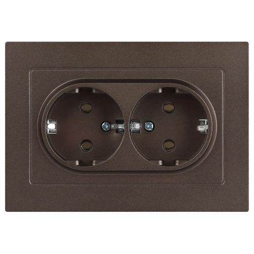 Розетка 2-м СП Accent 6-205-08 16А IP20 250В 2P+E Schuko AL/CU бронза Intro Б0063498