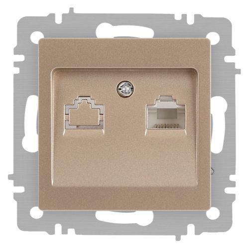 Розетка компьютерная 1-м СП Accent 6-303-04 RJ45 IP20 шампань Intro Б0063632