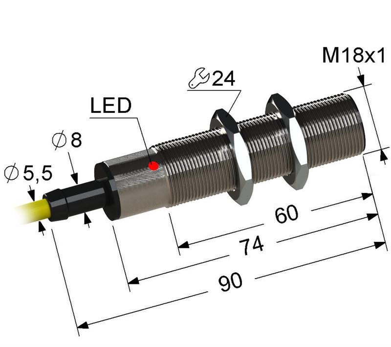 Выключатель бесконтактный PS2-18M90-5B74-Z (ВБ2.18М.90.5.7.2.Z ВБ2.18М.90.5.7.4.Z) МЕГА-К A8010-80087798