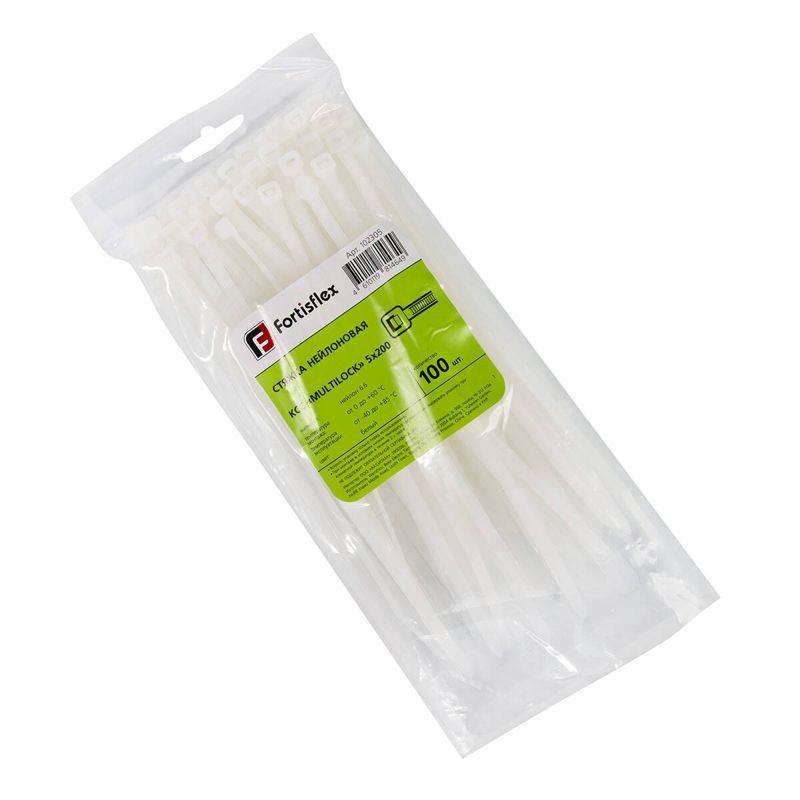 Хомут нейлоновый КСС MULTILOCK 5х200 бел. (уп.100шт) Fortisflex 102305