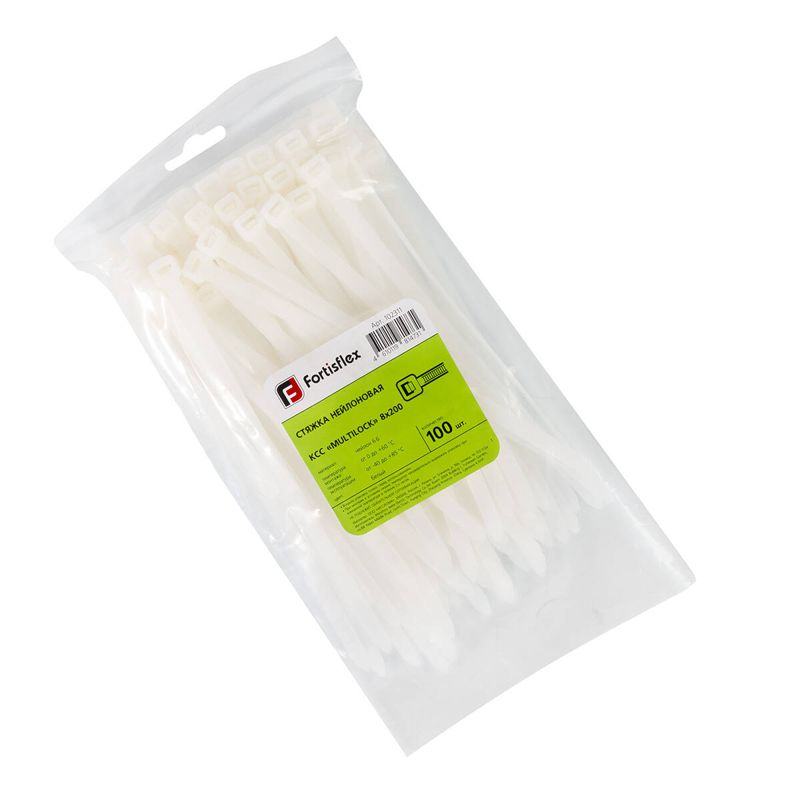 Хомут нейлоновый КСС MULTILOCK 8х200 бел. (уп.100шт) Fortisflex 102311