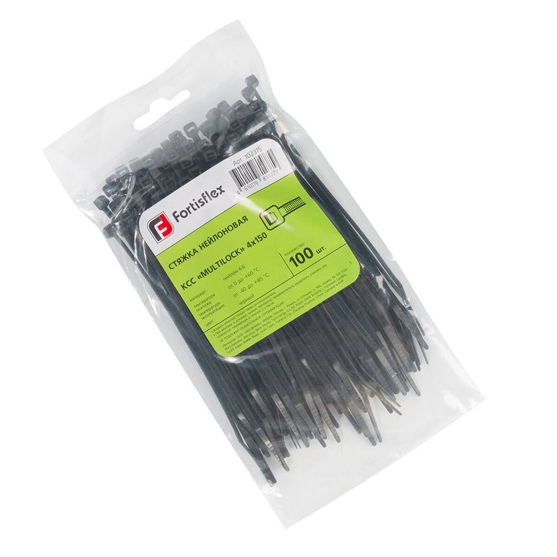 Хомут нейлоновый КСС MULTILOCK 4х150 черн. (уп.100шт) Fortisflex 102315