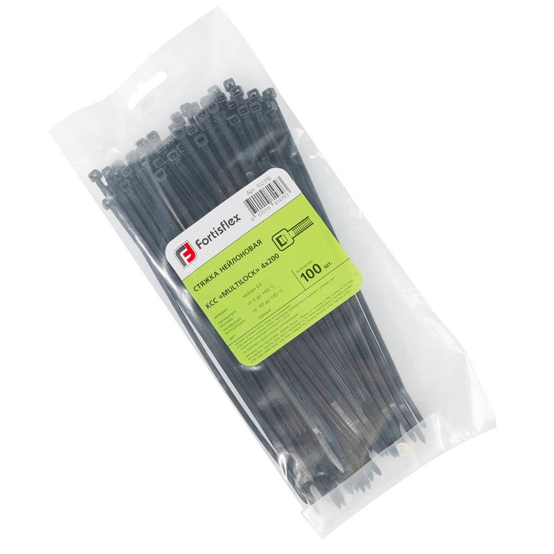 Хомут нейлоновый КСС MULTILOCK 4х200 черн. (уп.100шт) Fortisflex 102316