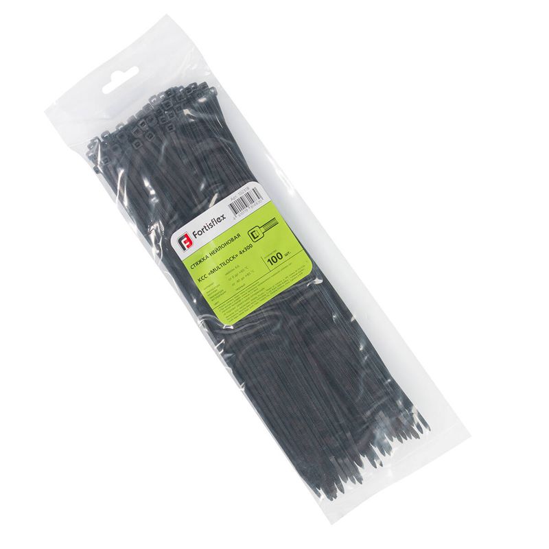 Хомут нейлоновый КСС MULTILOCK 4х300 черн. (уп.100шт) Fortisflex 102318