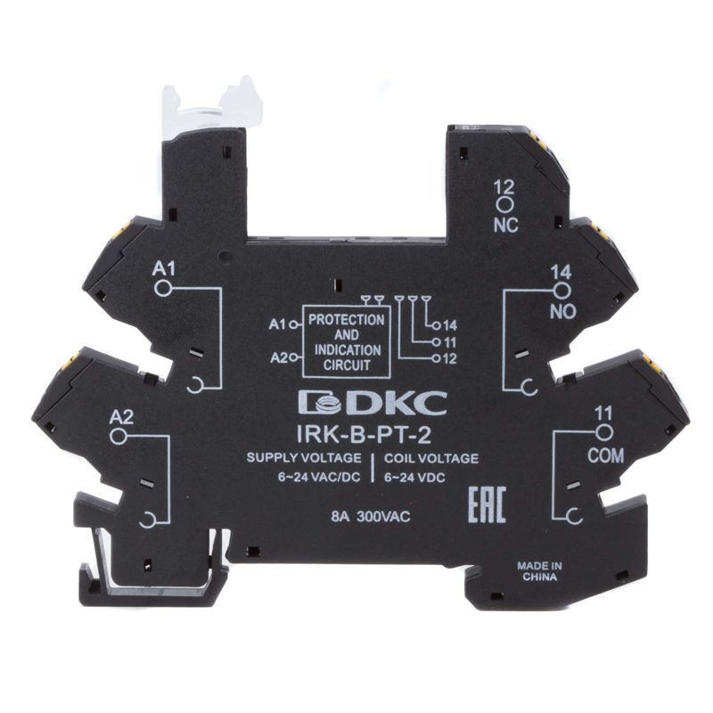 Колодка ультратонкая для реле RIS вх. напр. 6-24В AC/DC push-in клеммы DKC IRK-B-PT-2