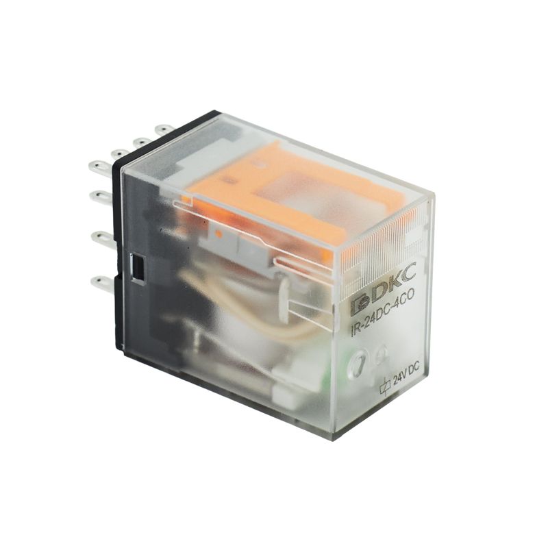Реле миниатюрное промышленное общего назначения 4CO ком. ток 5А AgSnO2 напряжение 12В DC опция: светодиод DKC IR-12DC-4CO