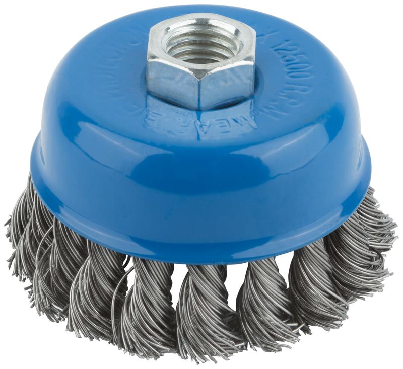 Корщетка тип "чашка" гайка М14 стальная витая проволока 75мм MOS 38952М