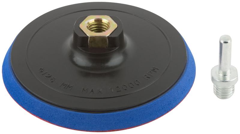 Диск шлифовальный с липучкой гайка М14 + переходник для дрели 125х10мм MOS 39621М