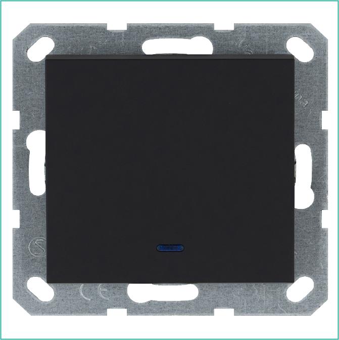 Выключатель 1-кл. 10А IP20 с подсветкой механизм черн. матовый soft touch Jasmart G3011NPB