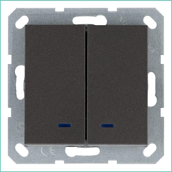 Выключатель 2-кл. 10А IP20 с подсветкой механизм мокко Jasmart G3023NZ