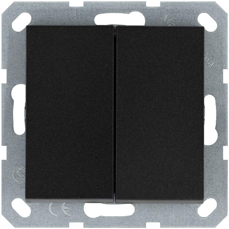 Кнопка 2-кл. 10А IP20 с переключающим контактом механизм антрацит Jasmart G3020B