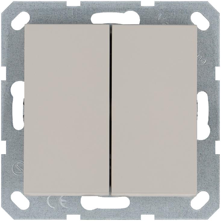 Кнопка 2-кл. 10А IP20 с переключающим контактом механизм тауп Jasmart G3020T