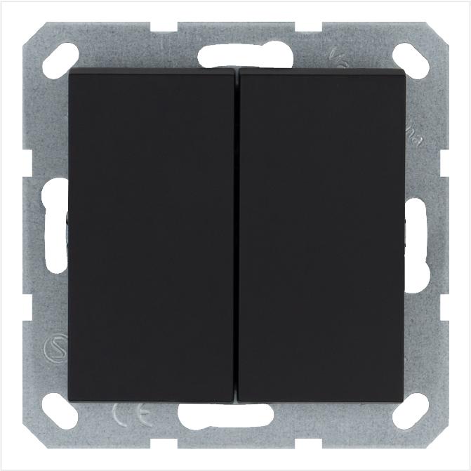 Переключатель перекрестный 2-кл. 10А IP20 механизм черн. матов. soft touch Jasmart G3014PB