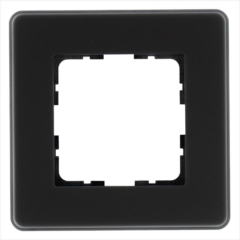 Рамка 1-м G-Glass закругленная стекло матов. черн. Jasmart G1001GB-RM