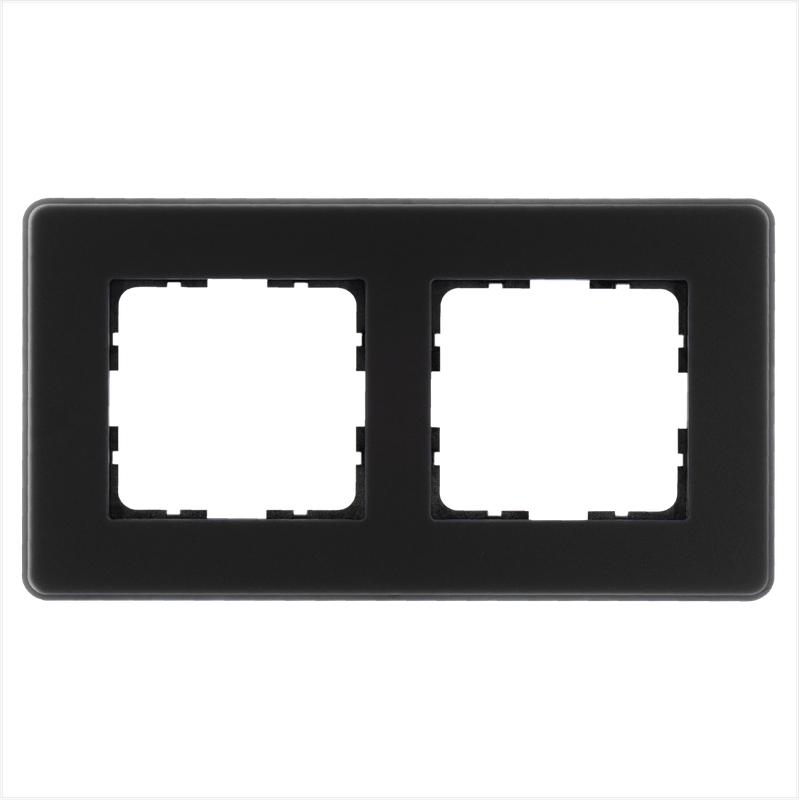 Рамка 2-м G-Glass закругленная стекло матов. черн. Jasmart G1002GB-RM