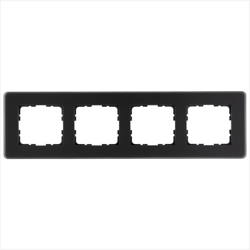 Рамка 4-м G-Glass закругленная стекло матов. черн. Jasmart G1004GB-RM