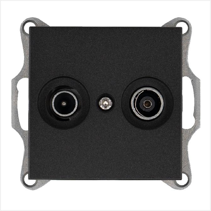 Розетка телевизионная оконечная TV + FM 2-м Ф9.5мм механизм антрацит Jasmart G6204B
