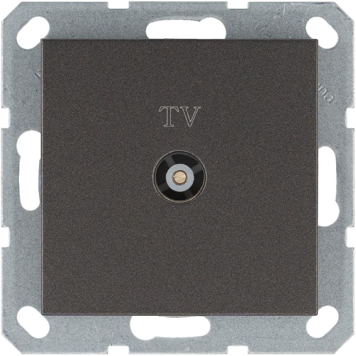 Розетка телевизионная проходная TV Ф9.5мм механизм мокко Jasmart G6002Z