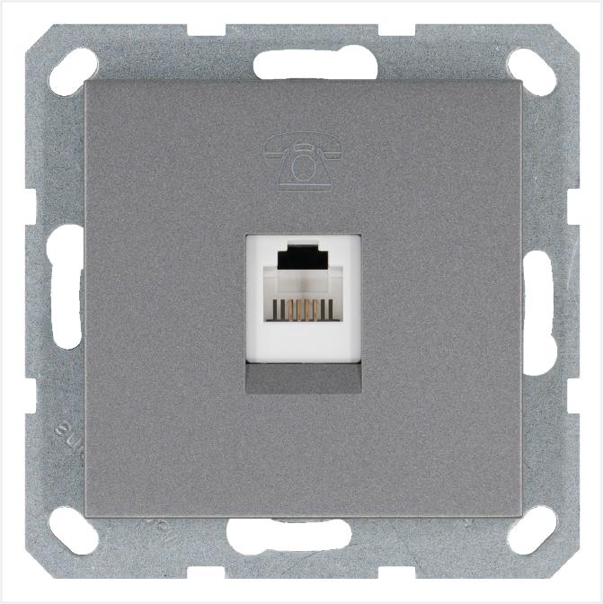 Розетка телефонная 1-м RJ11 механизм алюм. JasmartG6101S