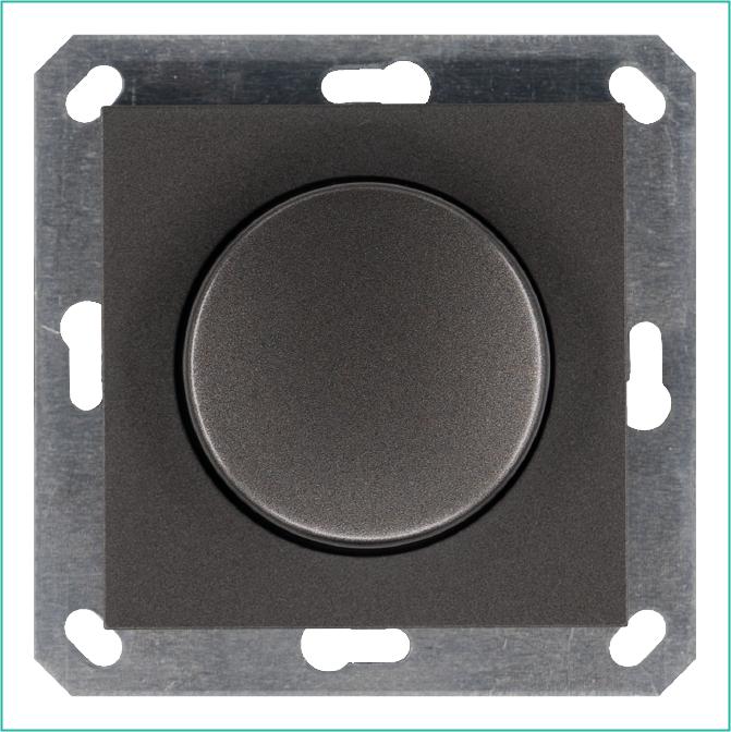 Светорегулятор поворотно-нажимной (диммер) LED 30-400Вт 1gang 2way механизм мокко Jasmart G4012Z