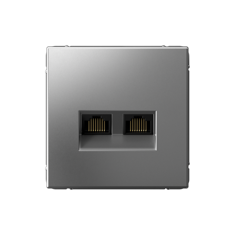 Розетка компьютерная 2-м ArtGallery RJ45 + RJ45 кат.5E механизм сталь SE GAL000985