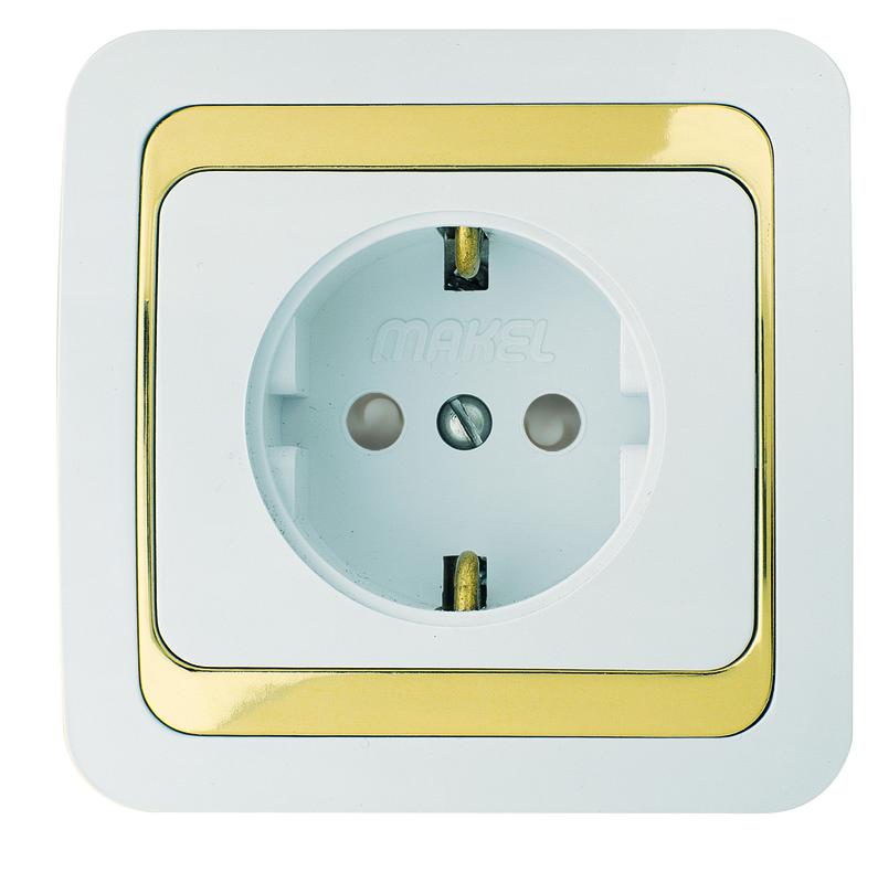 Розетка Mimoza с заземл. с зол. вставкой Makel 12228
