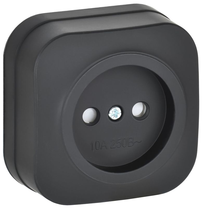 Розетка ОП GLORY РСш20-2-ХЧм 10А без заземл. защ. шторки черн. матов. IEK ERH13-K02M-10