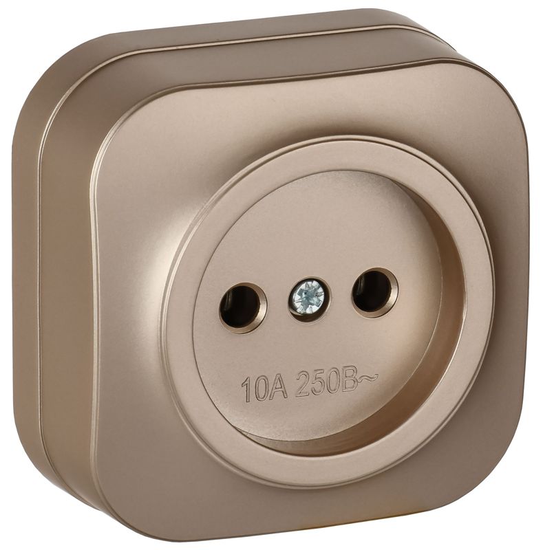 Розетка ОП GLORY РС20-2-ХШм 10А без заземл. без защ. шторок шампань матов. IEK ERH10-K37M-10