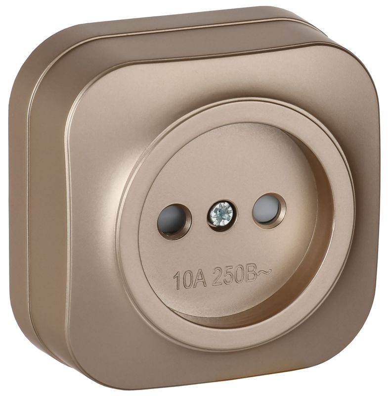 Розетка ОП GLORY РСш20-2-ХШм 10А без заземл. защ. шторки шампань матов. IEK ERH13-K37M-10