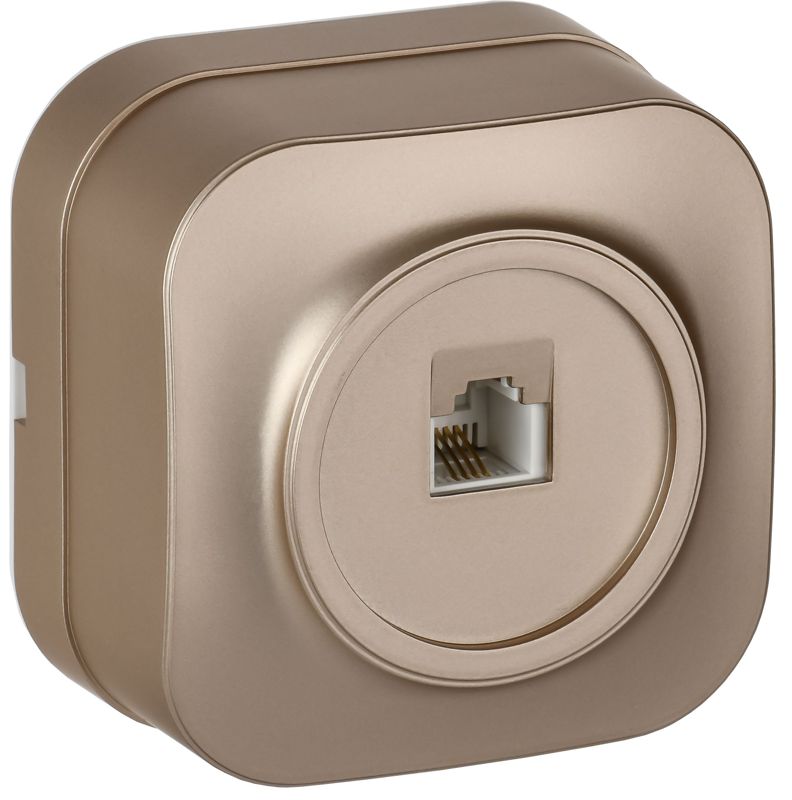 Розетка телефонная ОП RJ11 GLORY РТ20-ХШм шампань матов. IEK ETH10-K37M